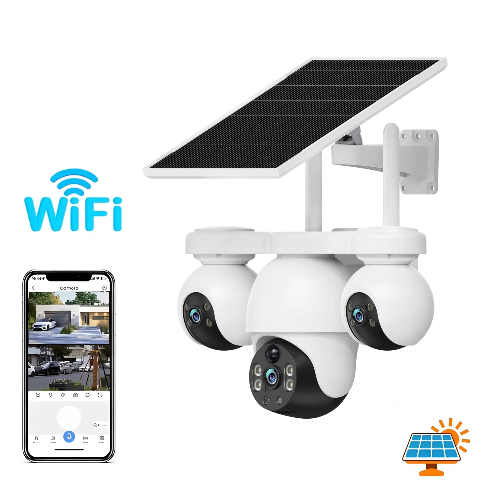 15MP 4G IP Camera Three Lenses Solar Outdoor Waterproof Camera HD Low Power Battery PIR Night Vision WiFi CCTV Security Cam