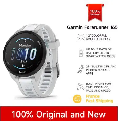 GARMIN Forerunner 165 garmin watch pulse ox sensor stress tracking wrist-based running dynamics wrist-based heart rate cross training