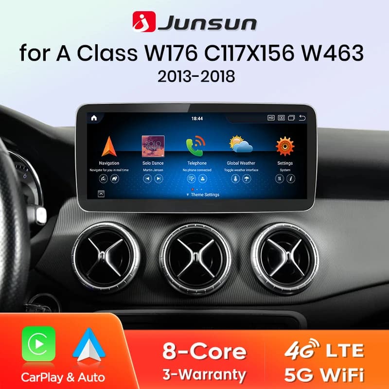 Junsun Qualcomm 665 Wireless CarPlay Andorid Auto Car Radio For Mercedes Benz A Class CLA GLA W176 2013-2018 Intelligent System Stereo