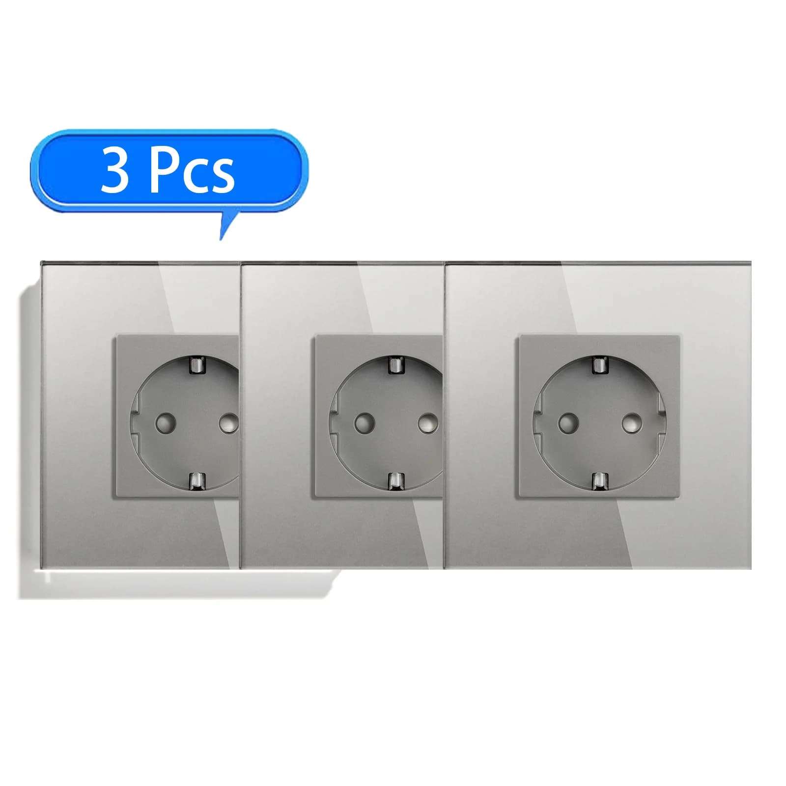 BSEED Wall Sockets Glass Frame Single Socket 16A EU Standard 110V - 240V Electrical Outlet Wall Mounted PACK