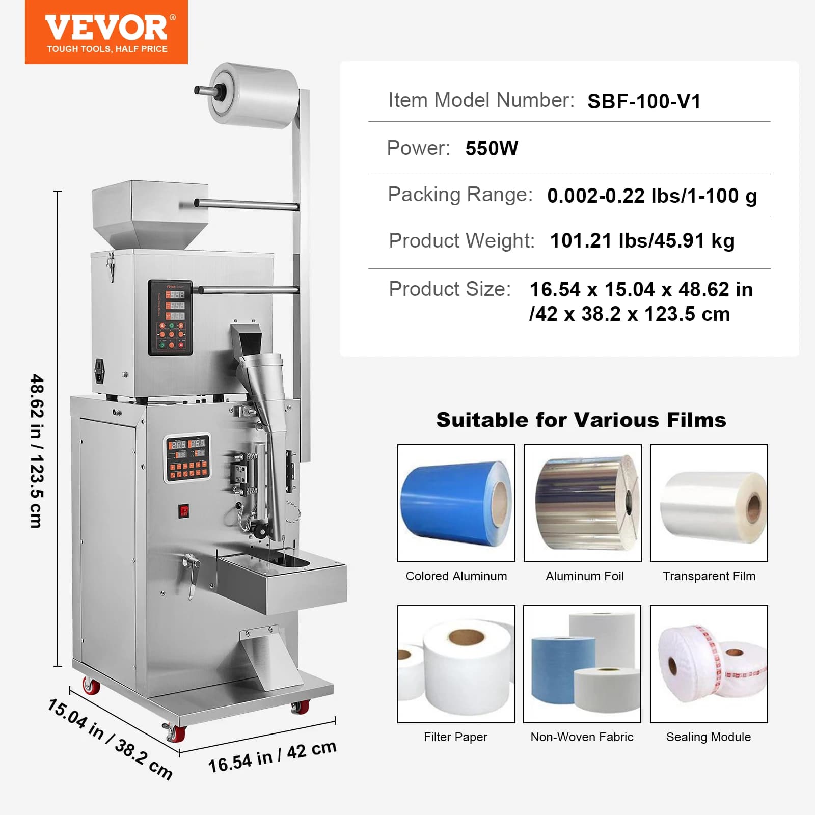SucceBuy 1-100g Automatic Particle Packaging Machine Powder Sachet Weighting Filling Packing Machine for Tea Seeds Beans Rice