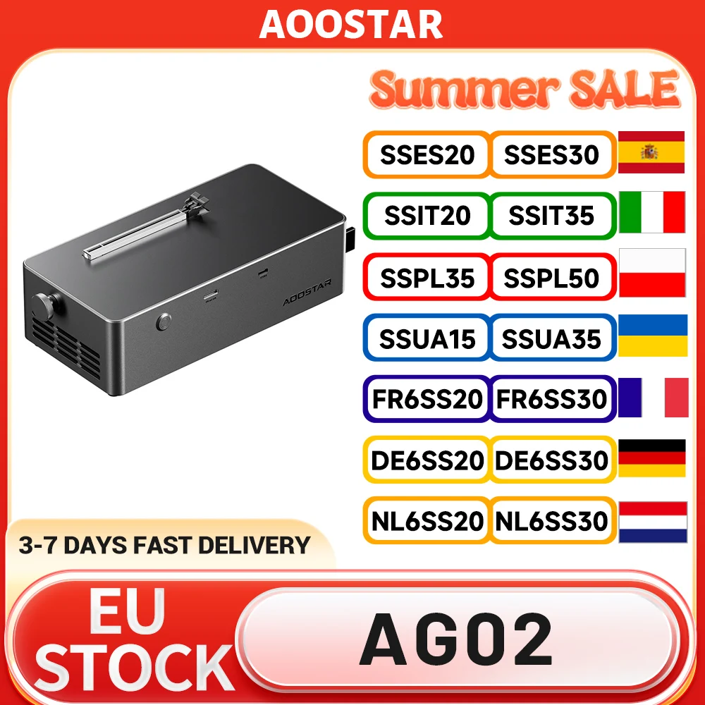 AOOSTAR AG02 eGPU Dock with Oculink & USB4 Port, Built-in 800W Power Supply, 100W Reverse Charging, Supports TGX Interface
