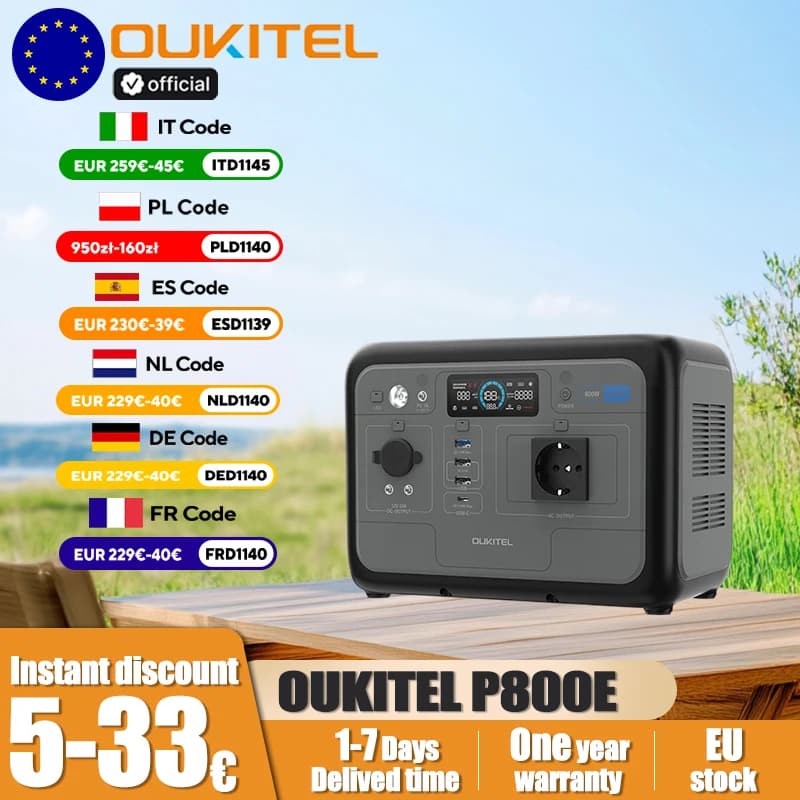 OUKITEL P800E Portable Power Station 800W Solar Generator 512Wh Lifepo4 Battery Home Backup Outdoor Camping Mobile power