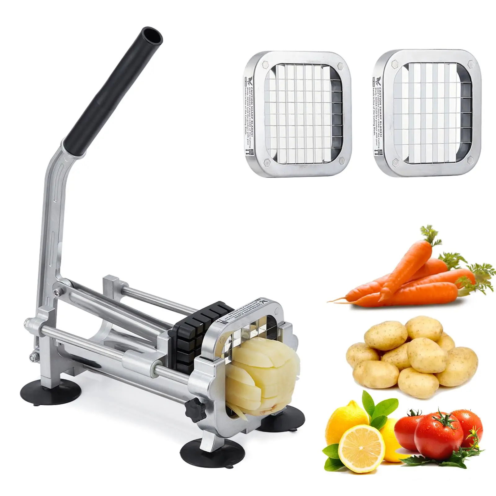 Commercial Vegetable Chopper Vegetable Fruit Chopper Stainless Steel French Fry Cutter Non-Slip Feet Easy Cleaning Potato Dicer