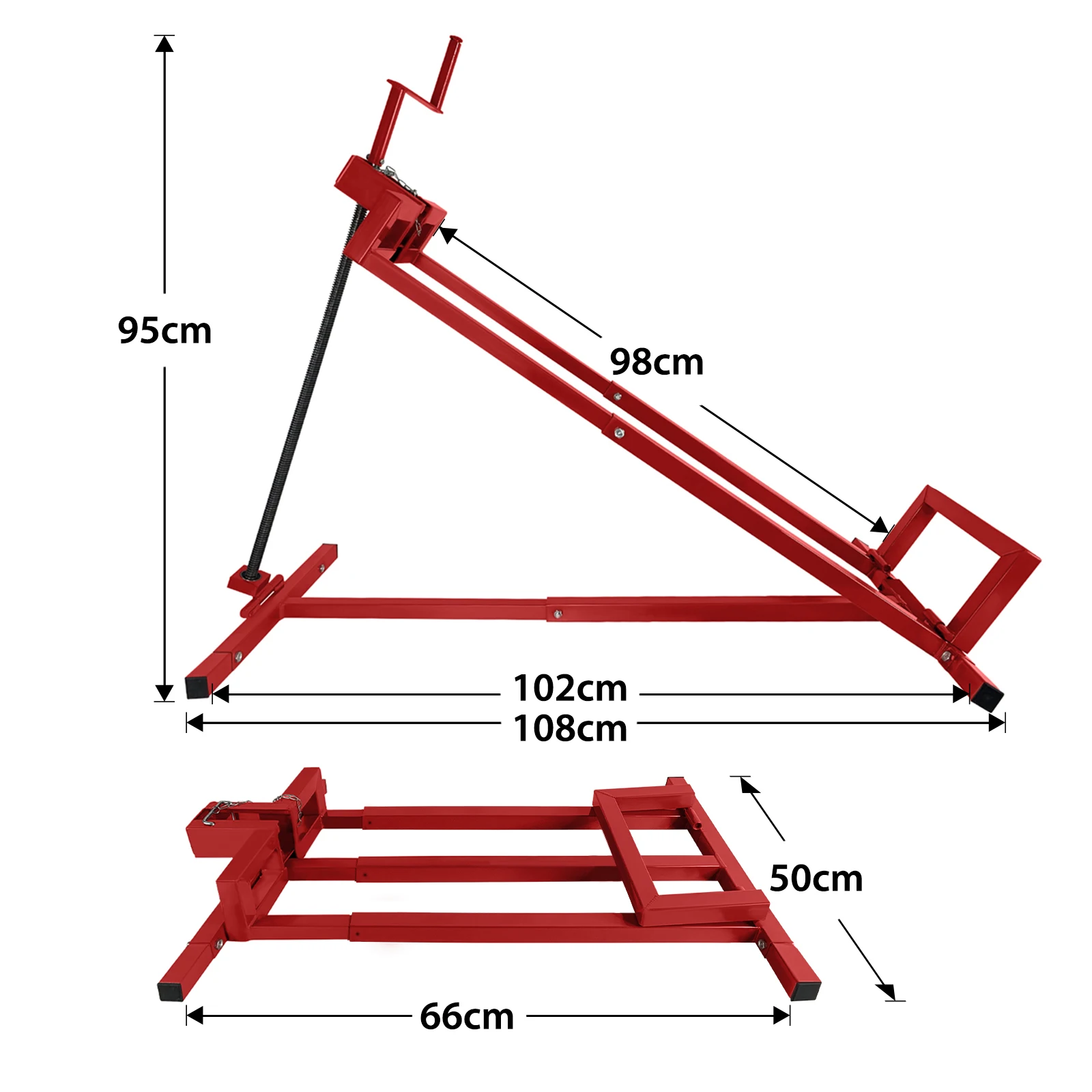 Ride-On Lawn Mower Lift Jack, 400kg Load Capacity, Adjustable Height, Heavy-Duty Steel Mower Jack for Maintenance & Cleaning