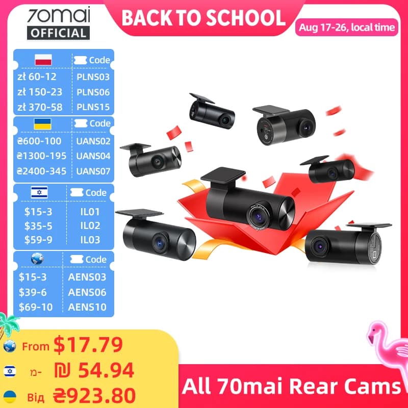 70mai Rear Cam RC06 RC11 RC12 RC14 RC22 Interior FC02 for 70mai 4K A810 A800SE 70mai A510 A200 A500S X800 RC24 RC41 for T800