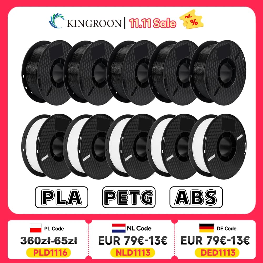 KINGROON 10KG PLA/ ABS/ PETG Filament 1.75mm Black White Gray , Wholesale 10 Rolls PLA ABS PETG Plastic For 3D Printer