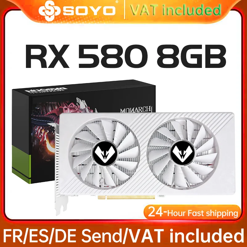 SOYO Graphics Cards Radeon RX580 8G GDDR5 Memory Video Gaming Card PCIE3.0x16 GPU Desktop Computer Components AMD RX 580 8G
