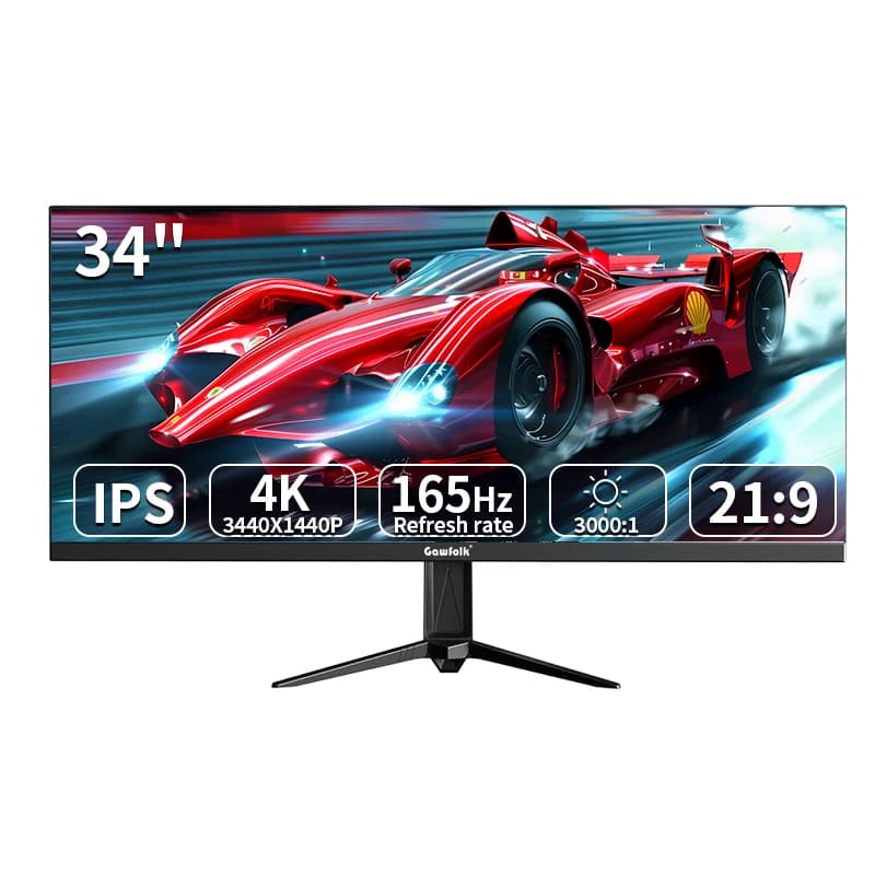 Gawfolk GF340B 34 Inch 4K 165Hz IPS Monitor for PC Gaming & Office Black Non-Lift