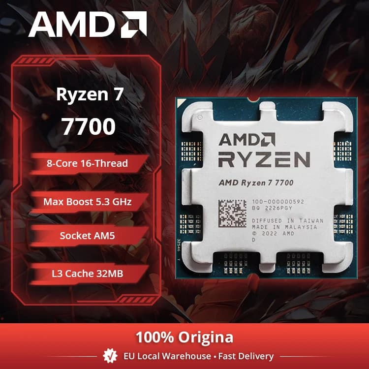 AMD Ryzen 7 9700X Desktop Processor 8-Core 40MB Cache 4nm AM5 Socket 65W (Cooler Not Included)