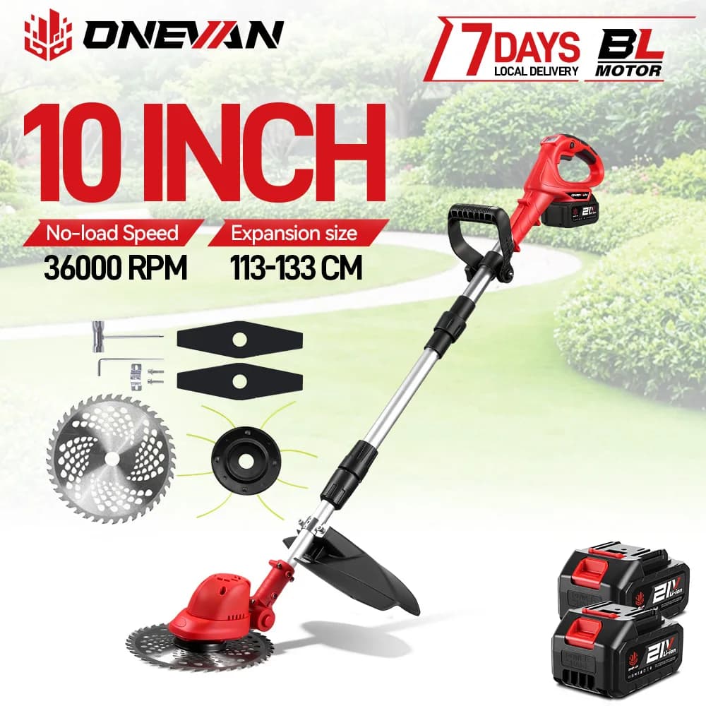 ONEVAN 36000RPM Brushless Electric Lawn Mower 10Inch Cordless Garden Lawn Trimmer Cutting Power Tool For Makita 18V Battery Pin