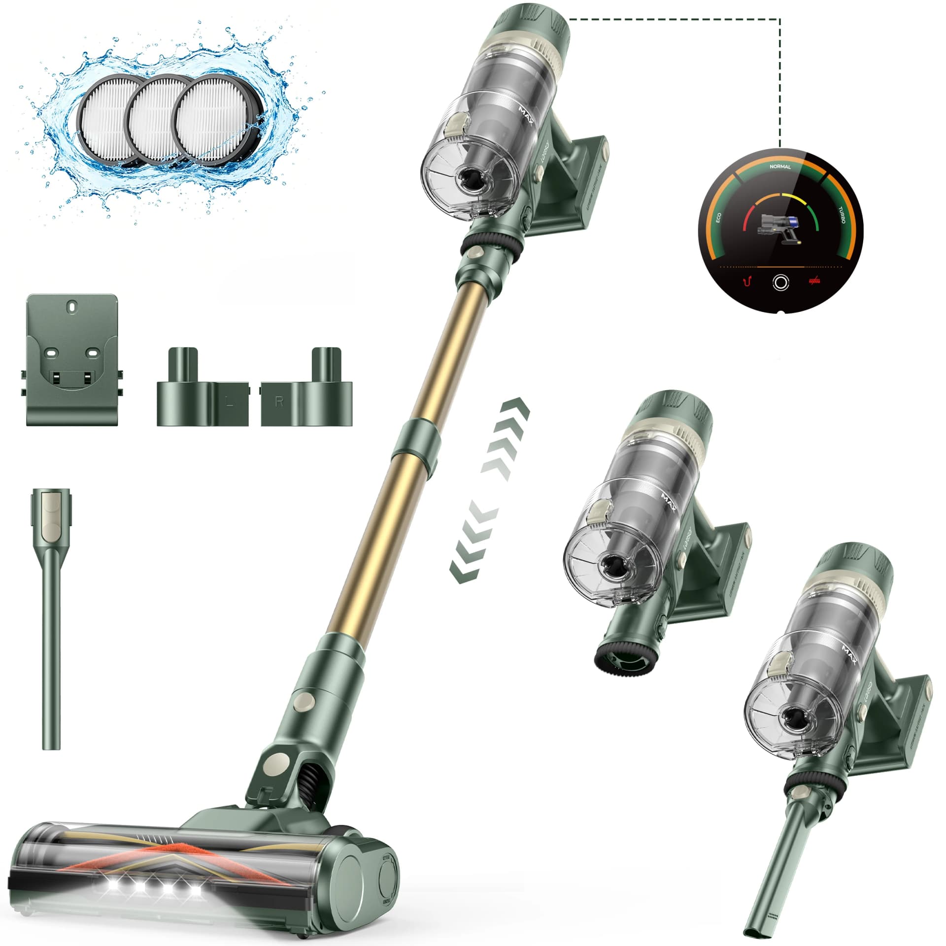 Laresar V12 Fast Charge 600W 65000PA Powerful Cordless Vacuum Cleaner 2H Fast Charging Removable Battery & Smart Display Vacuum