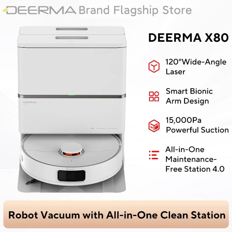 Vacuum cleaner Robot DEERMA X80, powerful 15 000 Pa, wide angle laser obstacle avoidance 120 °