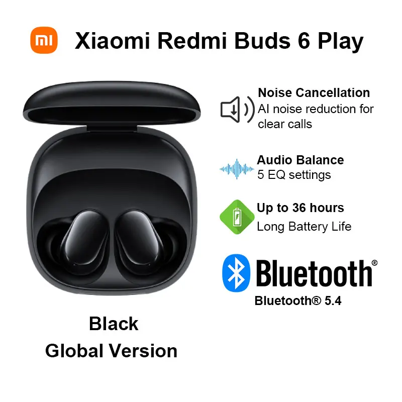 Xiaomi Redmi Buds 6 Play Wireless Bluetooth Earphone, AI Noise Reduction, Touch control Wireless Earphone, Long Endurance BT5.4