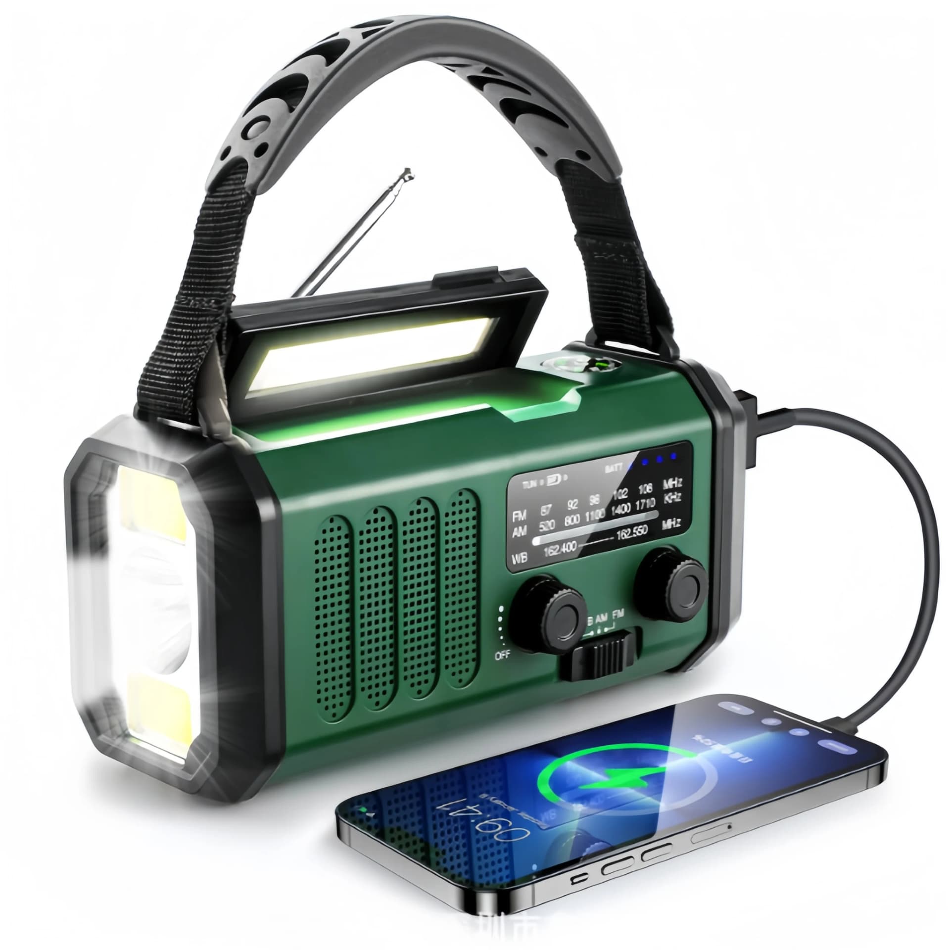 10000mAh power bank crank radio solar emergency radio AM/FM/WB world receiver with flashlight SOS alarm compass portable