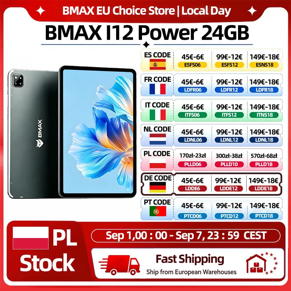 BMAX I12 Power Tablet 11.4" 2.4K IPS 90Hz Display MediaTek Helio G99 8-core 24(8GB+16GB) RAM 256GB ROM 8000mAh Type-C Android 15 Tablets 4G LTE GPS Support Dual SIM
