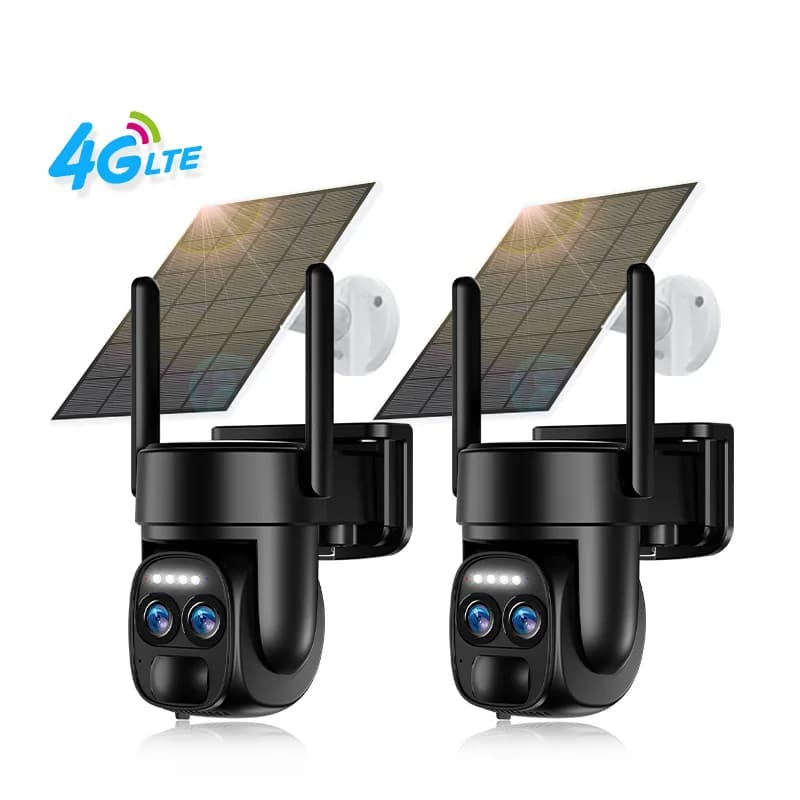 SZSINOCAM 2PCS Outdoor Built-in Battery Dual Lens 2K Security Camera Solar Panel Wireless EU4G Camera Video Surveillance