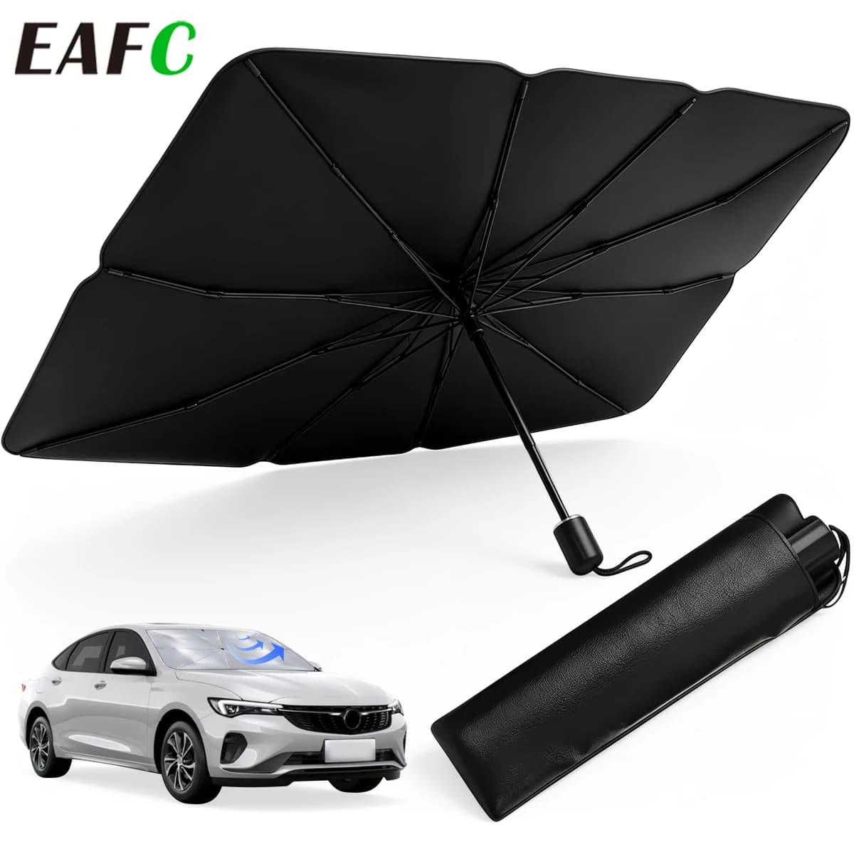 EAFC Multi Purpose Convenient Foldable Car Parasol Inside The Front Windshield Sunscreen Sunshade Artifact Car Sunscreen Insulation Sunshade Portable Storage-Free Storage Bag Included.