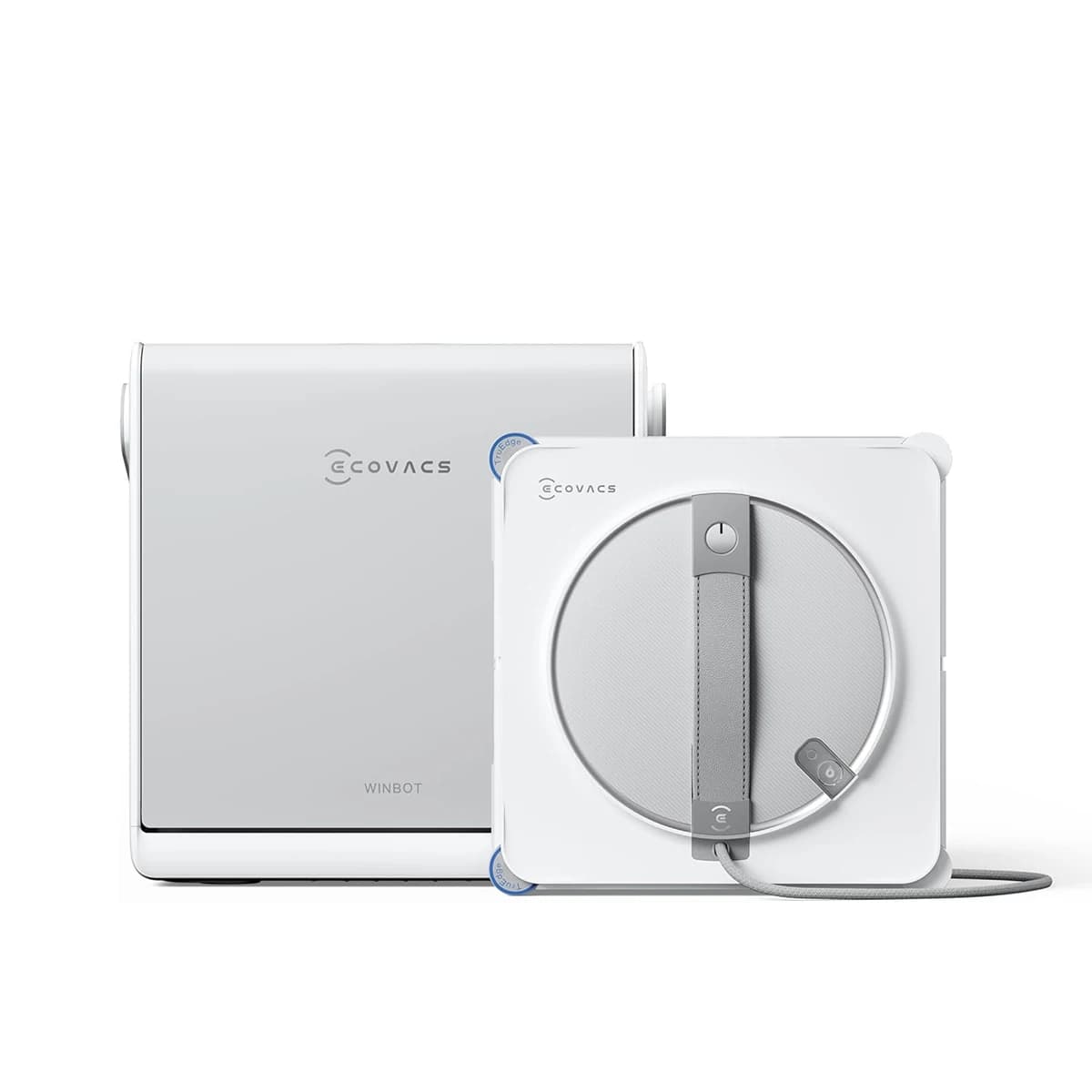ECOVACS Winbot W2S Omni Window Cleaning Robot TruEdge Edge Cleaning Cordless Battery 12-Stage Safety Self-Cleaning Station AI