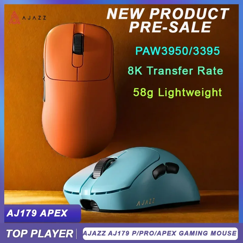 Ajazz AJ179 APEX Wireless Gaming Mouse with Color Screen Base, Bluetooth, PAW3395, 400mAh Battery, 8000Hz Refresh Rate