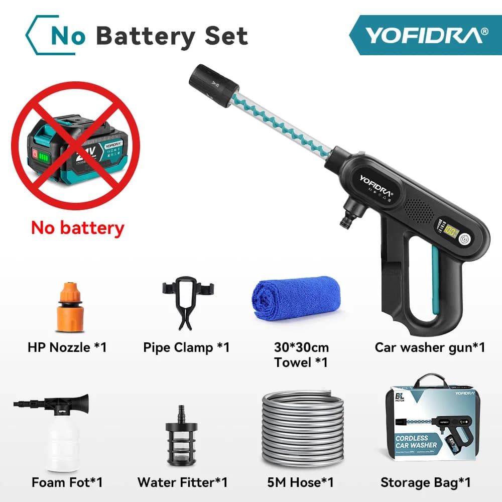 YOFIDRA 220Bar Brushless High Pressure Car Washer Gun 3 Gear Electric Washing Water Wash Spray Gun For Makita 21V Battery Pin