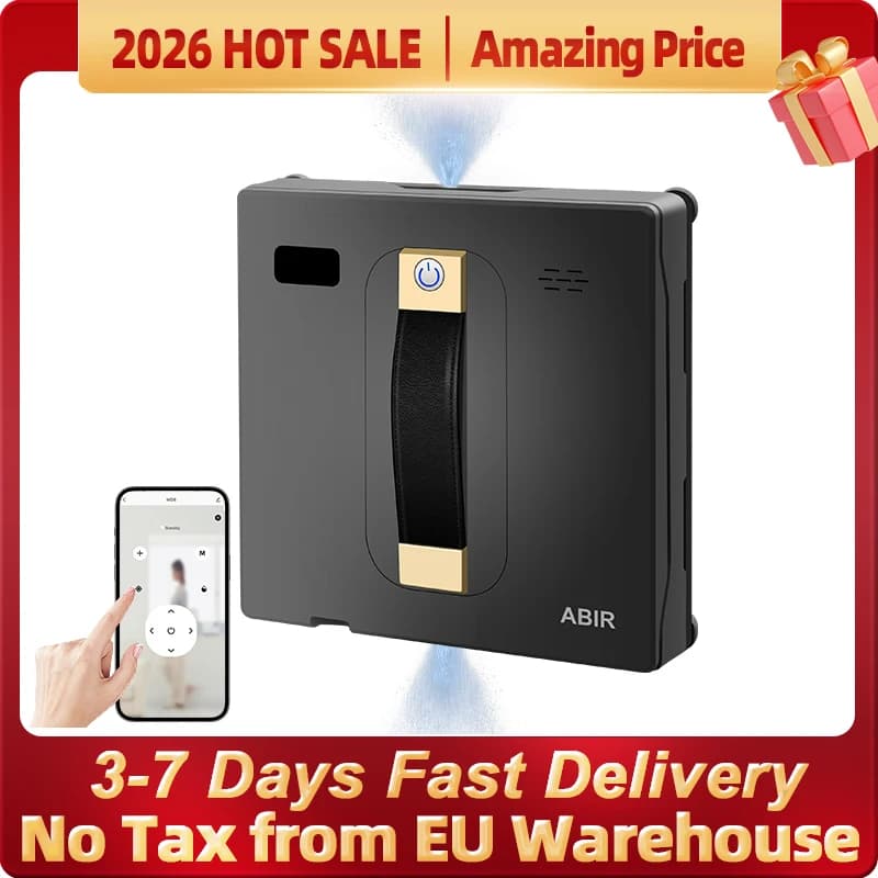 ABIR WD8 Robot Window Cleaner, Dual Water Spray,Smart Memory,High Vacuum Suction, Laser Sensor, Home Wall Glass Cleaning Robot