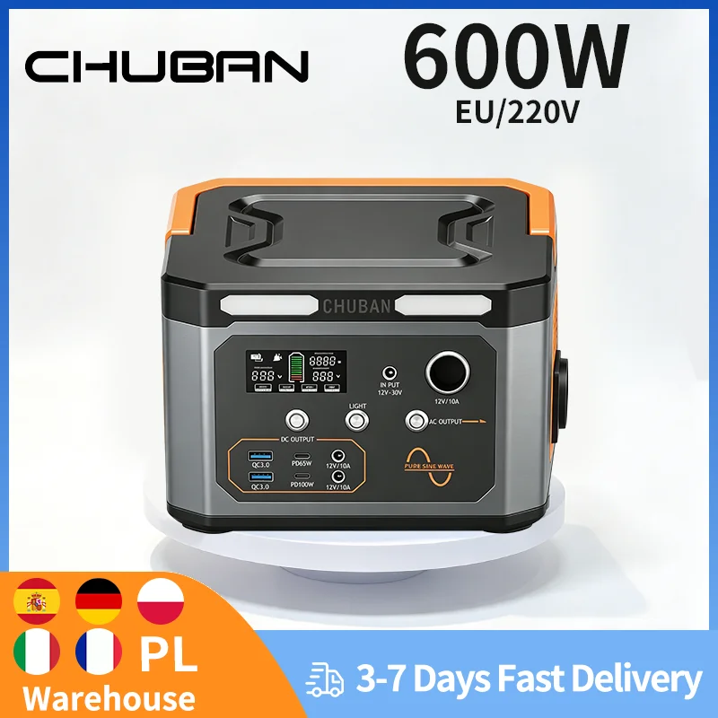 600W Portable Power Station AC 220V Solar Generator Outdoor Emergency Charge Station for RV Camping Travel Power Outage