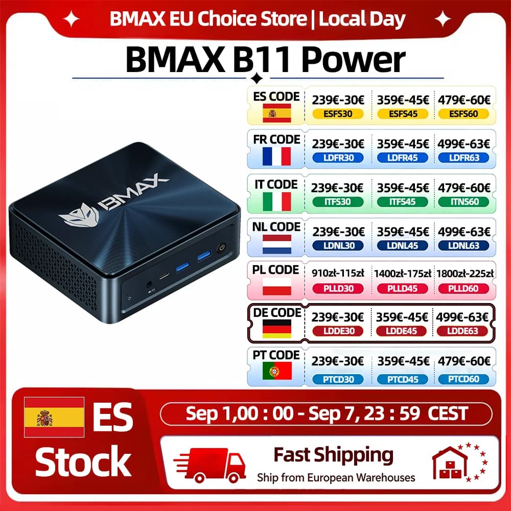 BMAX B11 Power Mini PC Intel Core Ultra 7 155H 16 Cores 22 Threads 24GB RAM 1TB SSD WiFi Bluetooth USB HDMI Type-C Windows 11