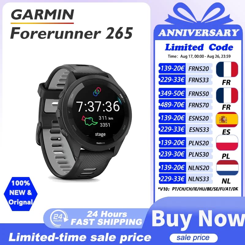 Garmin Forerunner 265 garmin watch garmin Sports Watch Outdoor GPS Running Fitness Marathon Swimming Chinese Heart Rate Blood Oxygen smartwatch