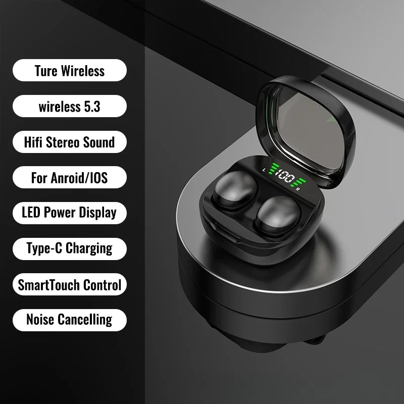 Mini Bluetooth 5.3 Earphones Invisible Headphones Sports TWS Wireless Headsets HiFi Stereo Noise Reduction Earbuds for Xiaomi