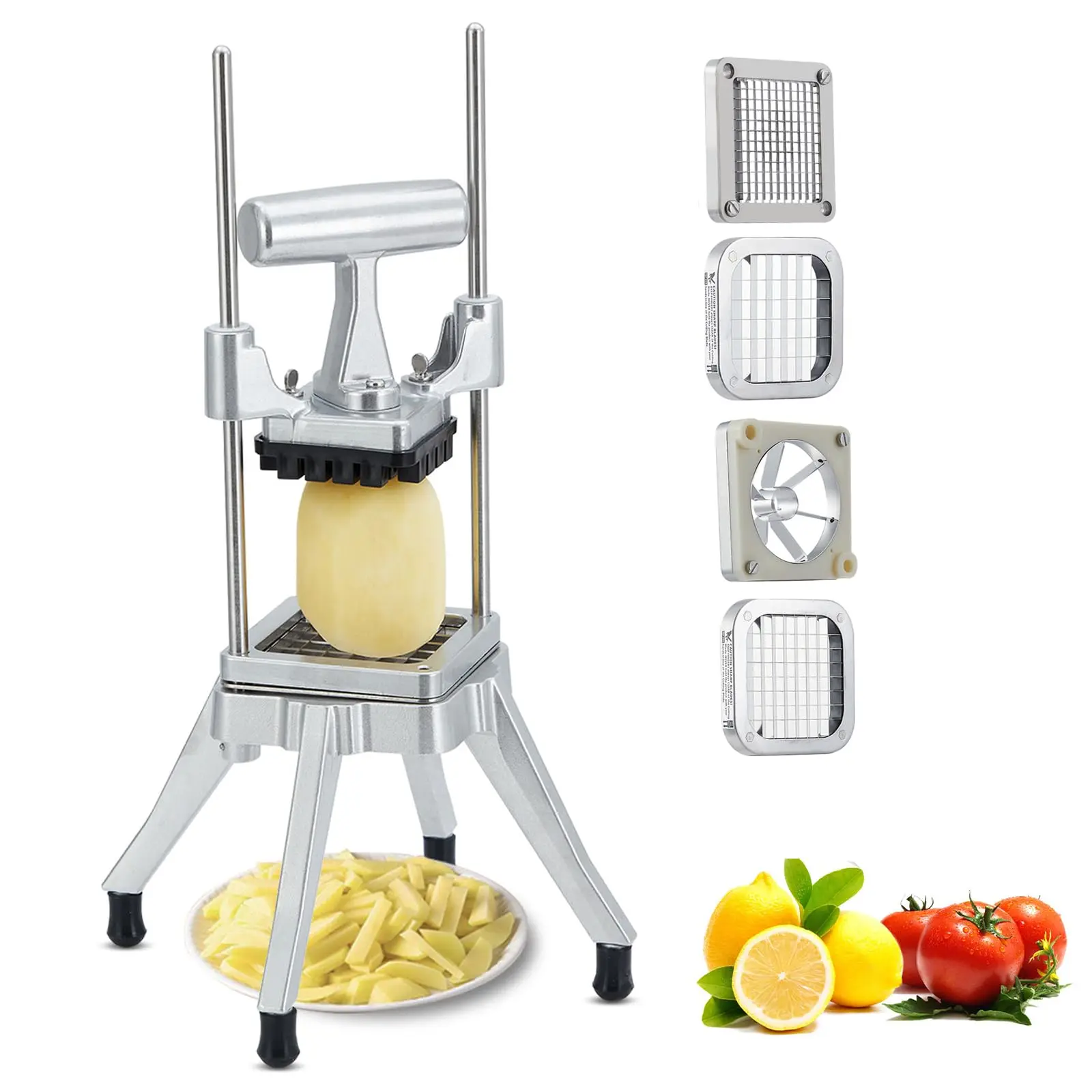 Commercial Vegetable Chopper Vegetable Fruit Chopper Stainless Steel French Fry Cutter Non-Slip Feet Easy Cleaning Potato Dicer