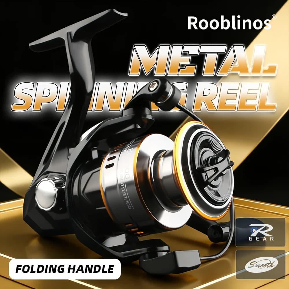 ROOBLINOS HE 1000-5000 Series Lure Fishing Spinning Reels 1000-7000, 5.2:1 Gear Ratio Freshwater Lightweight Fishing Reel, Metal Spool,Foldable  Handle