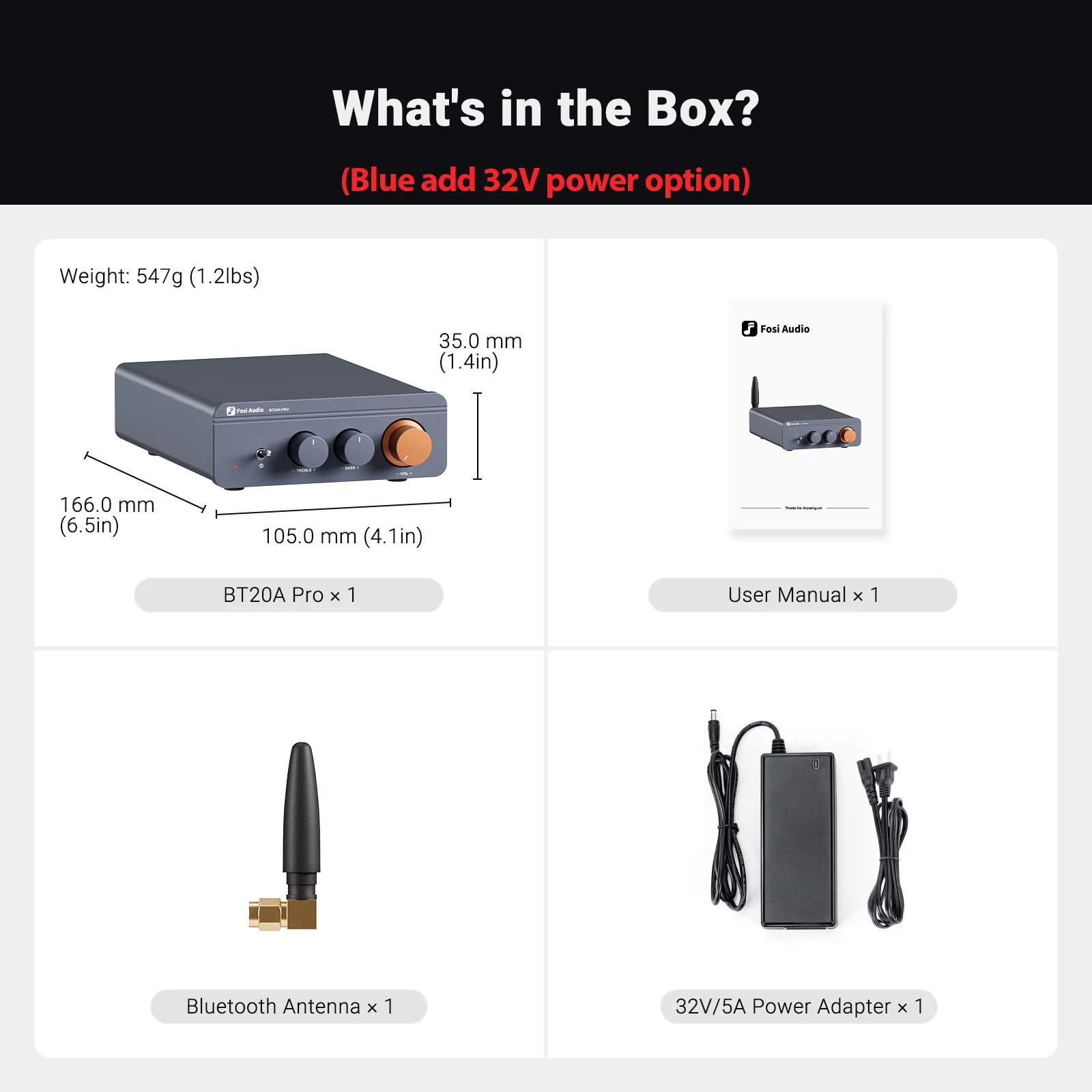 Fosi Audio  TPA3255 Bluetooth Sound Power Amplifier 300W x2 Mini HiFi Stereo Class D Amp Bass Treble For Home Theater