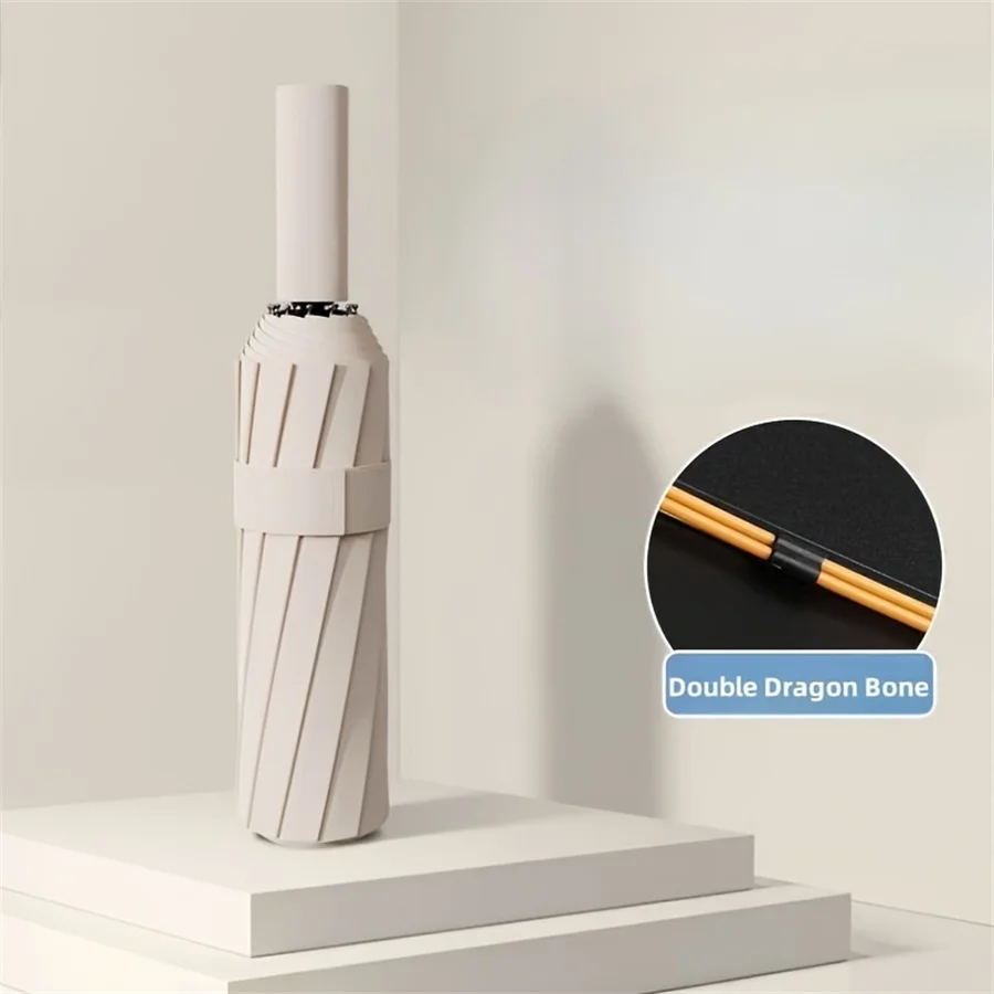 12 Bone Black Glue Fully Automatic Umbrella With Thick And Durable Keel Three Fold Umbrella UV Resistant Folding Umbrella