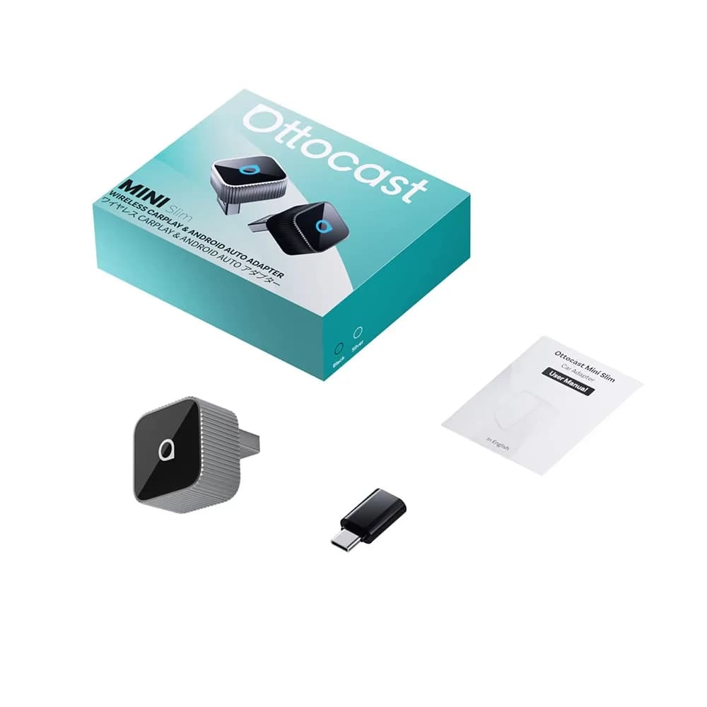 Ottocast Mini Slim Wireless CarPlay Android Auto Adapter USB Dongle Plug Play Bluetooth 5.0 Wifi Auto Connect for 98% of Cars