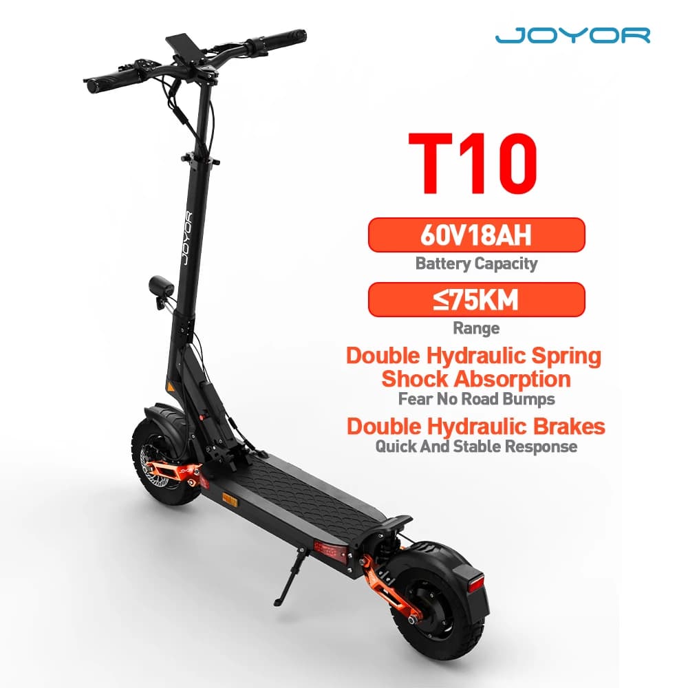 JOYOR T10 Adult Electric Scooter 1000W*2 Motor 60V18AH Battery 10"  Tire All-terrain electric scooter