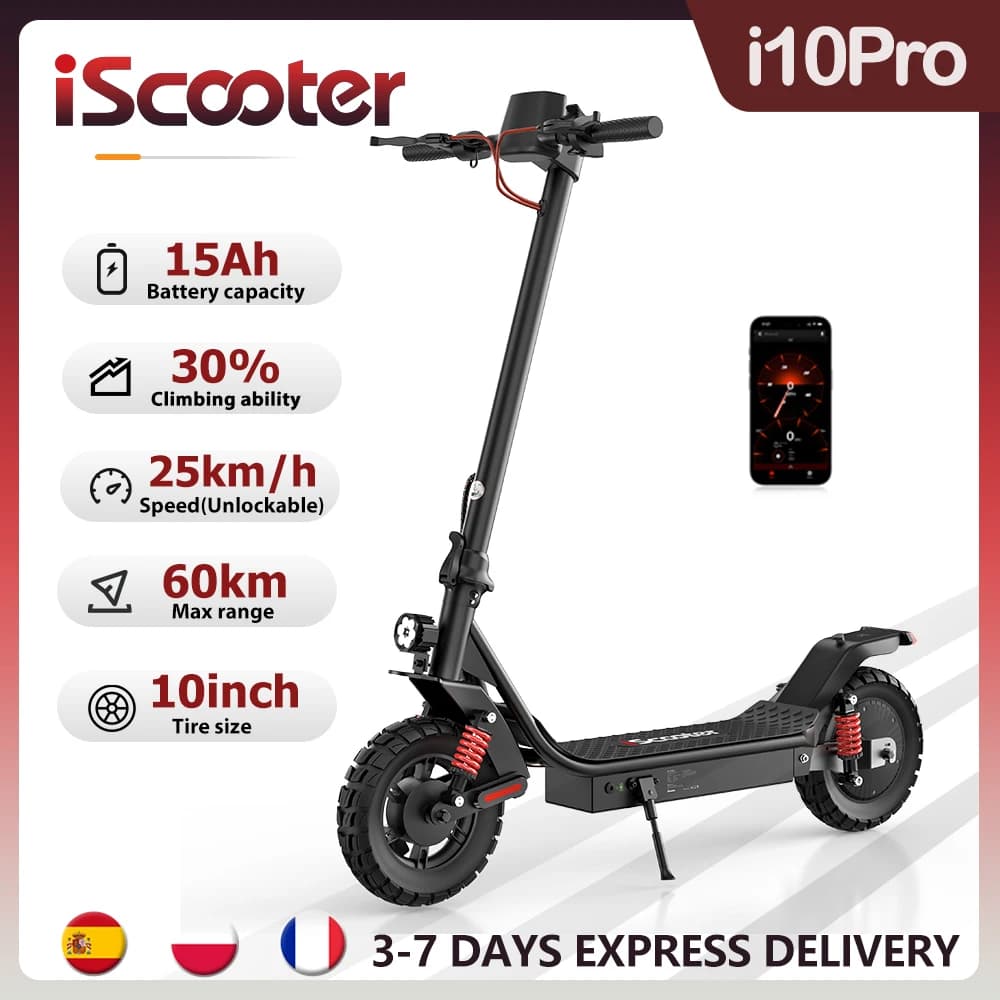 iScooter i10Pro 10 inch Electric Scooter 15Ah Scooters 45km/h Electric Kick Scooter 60KM Range Powerful Scooters with APP