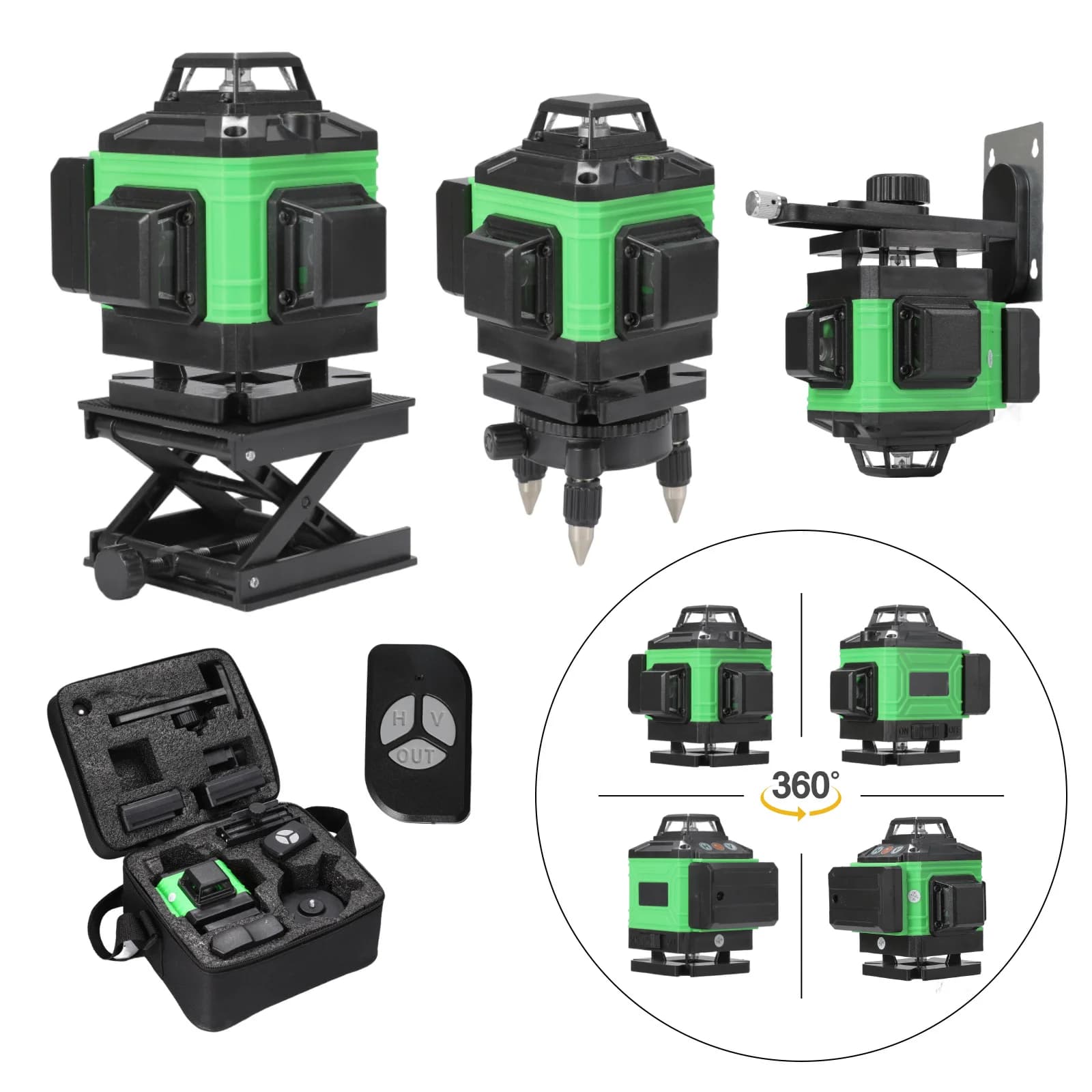 8/12/16 Lines Laser Level 3° Selfleveling Function Leveling Tool Omnidirectional Ground Wall Sticker Line with 1.2M Tripod Stand