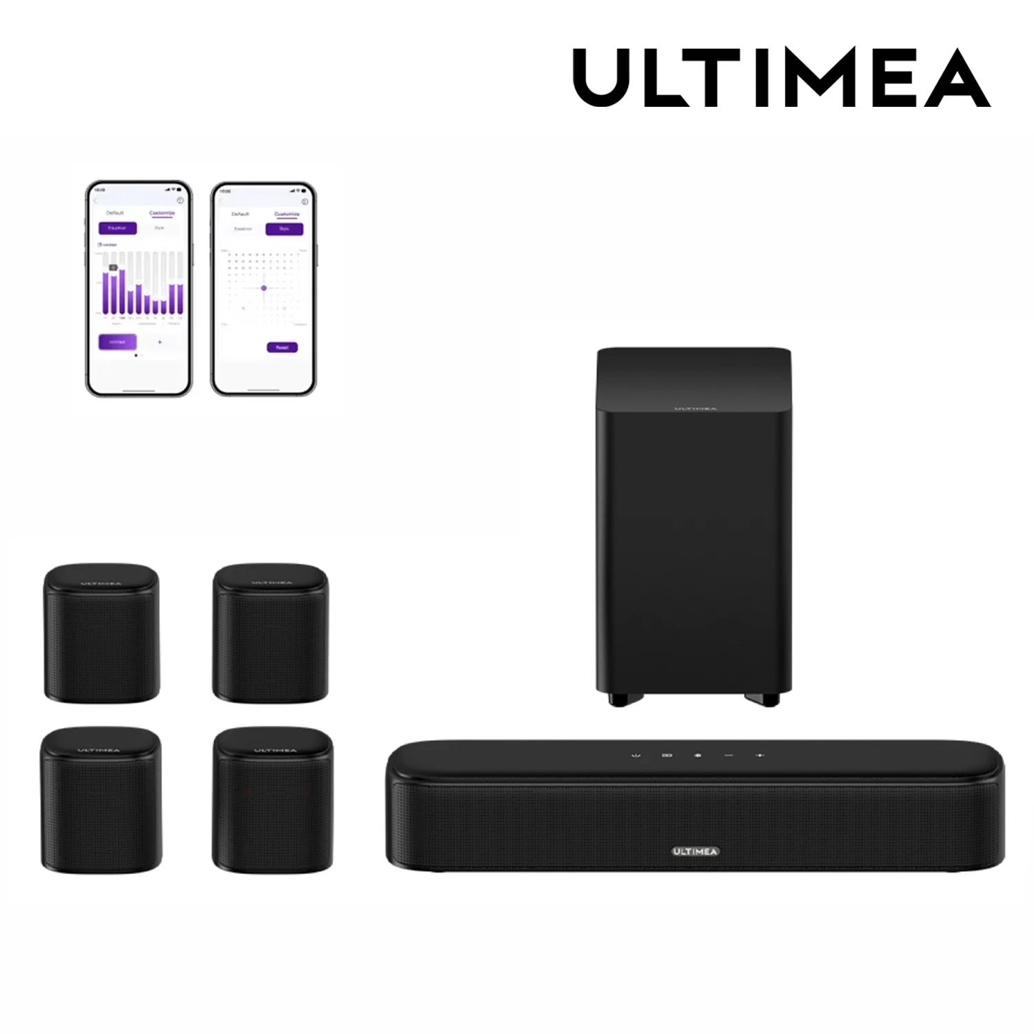 ULTIMEA 7.1 Channel Sound Bar System for TV with 4 Surround Speakers, App Controlled Virtual Surround Sound, Home Theater Audio
