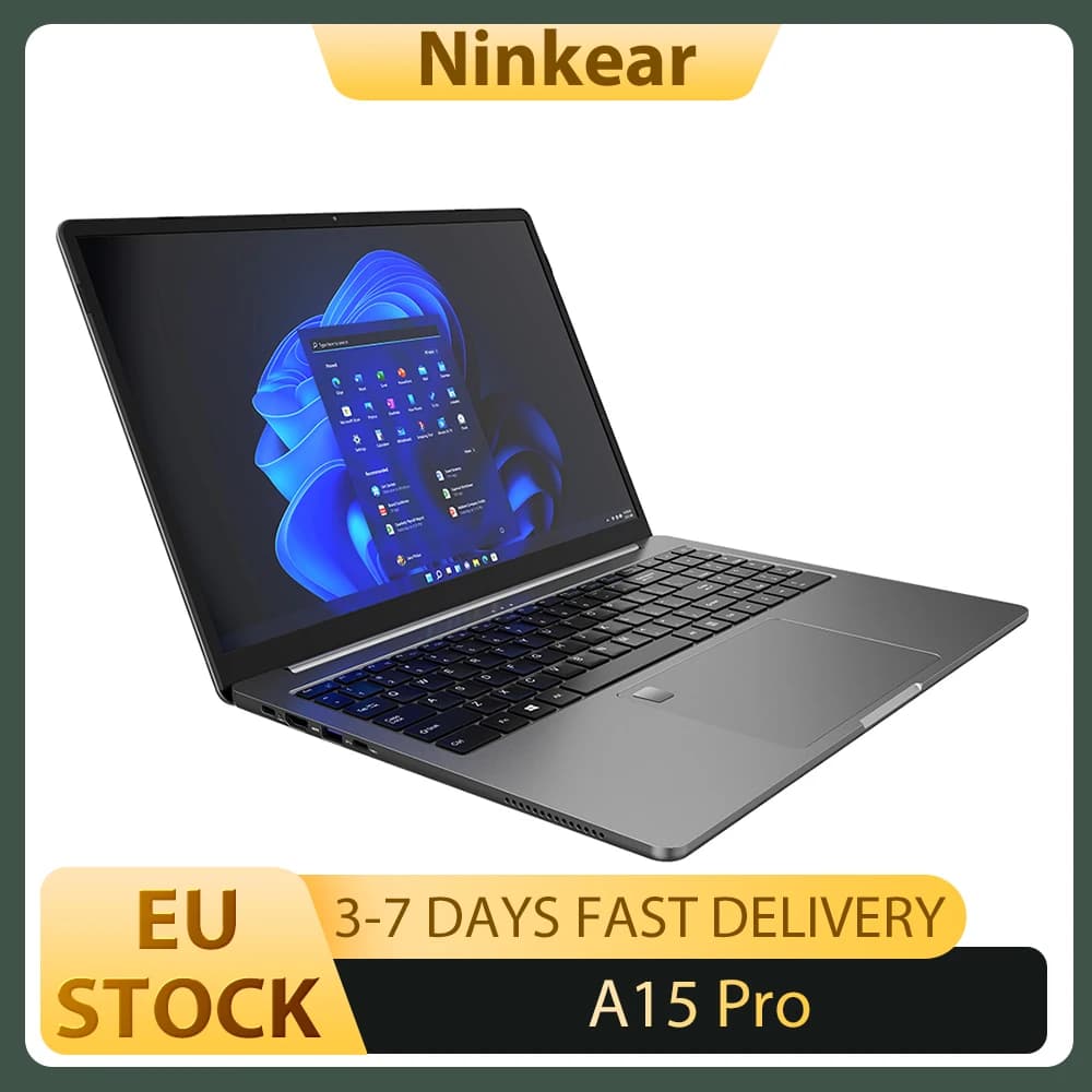 Ninkear A15 Pro Laptop, 16 inch 2560*1600 120Hz Screen, AMD Ryzen 5 5500U, 16GB DDR4 RAM, 1TB SSD, AMD Radeon Graphics, WiFi 6 Bluetooth 5.2, Fingerprint Unlock, 2*Type-C (Full-featured), 3*USB 3.0, 1