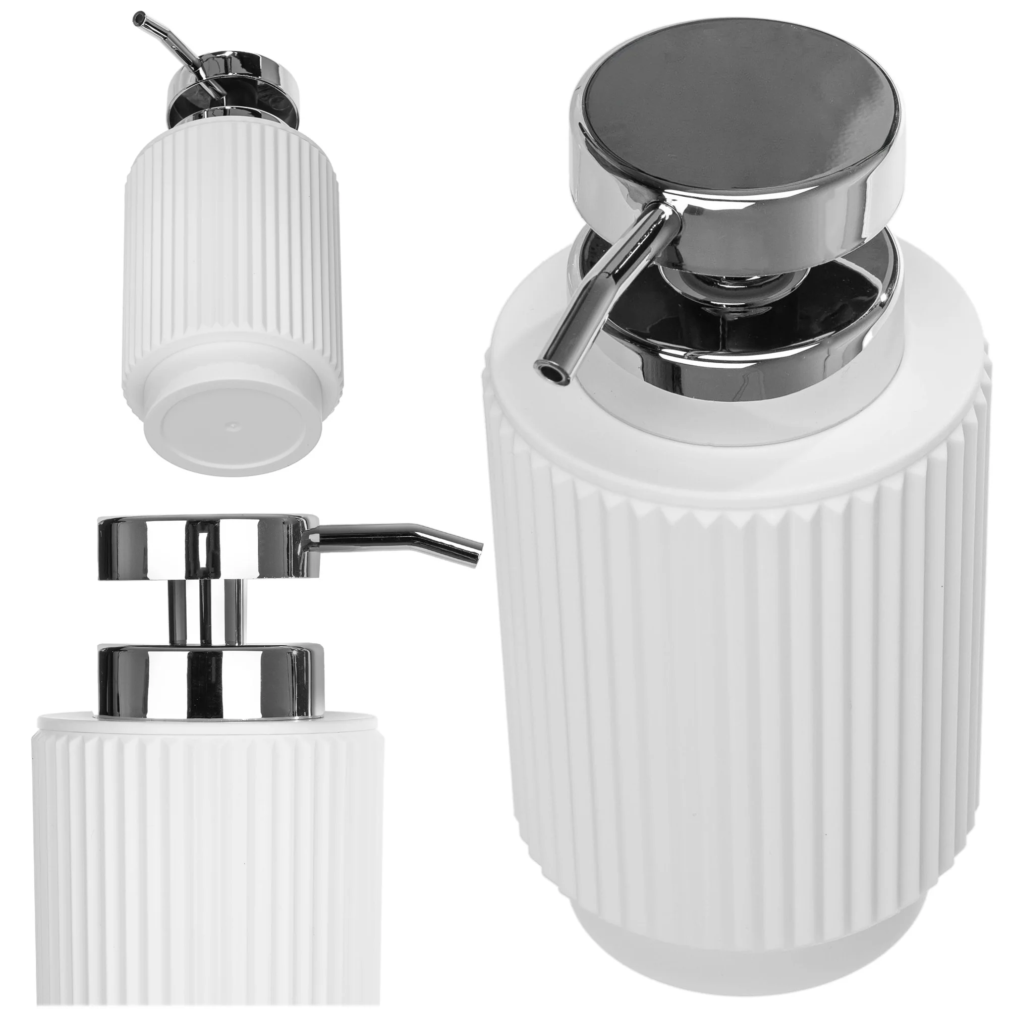 KADAX Liquid Soap Dispenser Gel Lotion Pump Container For Bathroom Kitchen Elegant Polyresin Soap Feeder White 1 PCs