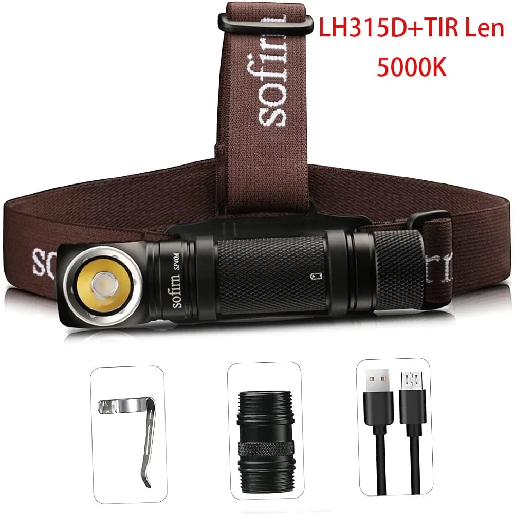 SOFIRN SP40A Headlamp Rechargeable TIR Optics Lens LED 18650 USB Head Lamp 1200lm Torch with Magnet Tail Cap