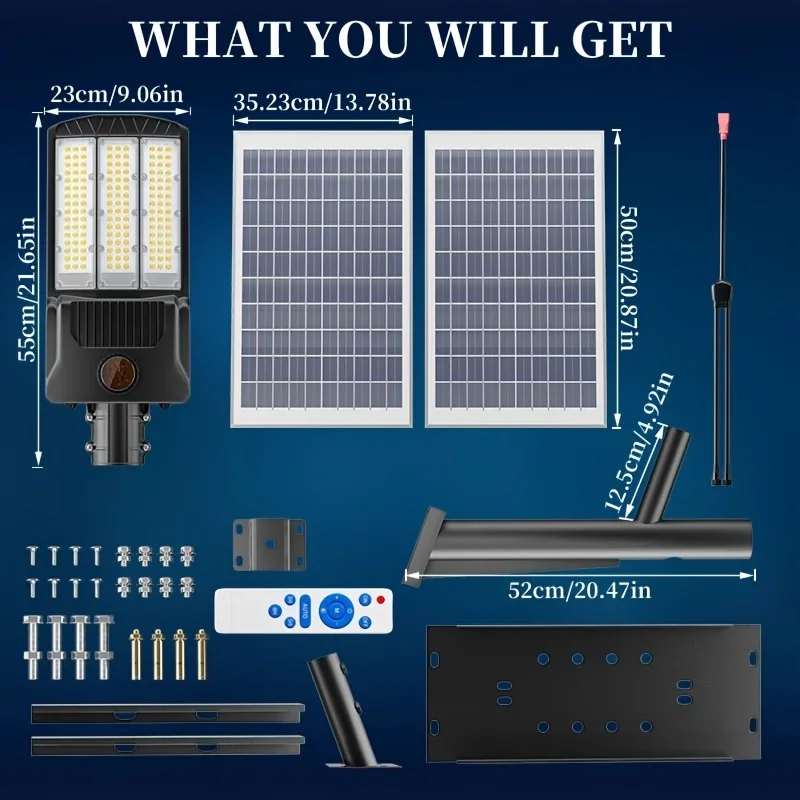 Ultra-Bright Solar Motion Sensor Street Light 8000W | 800000LM, 6500K - Outdoor Security Flood Lamp for Driveway, Garden, Pathwa
