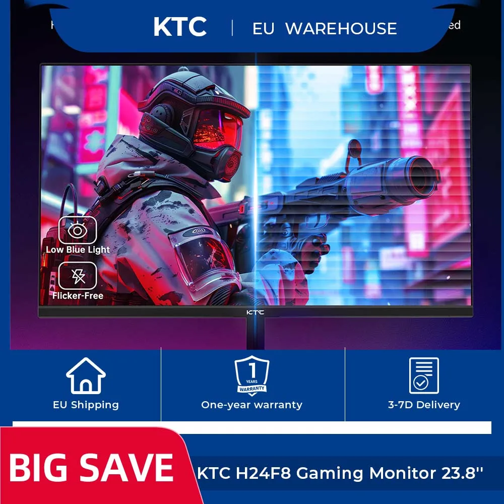 HOT! KTC H24F8 Gaming Monitor, 23.8'' 1920*1080 16:9 Fast IPS Screen 190Hz 1ms Response Time 1000:1 Contrast Ratio, HDR10 VESA Mount