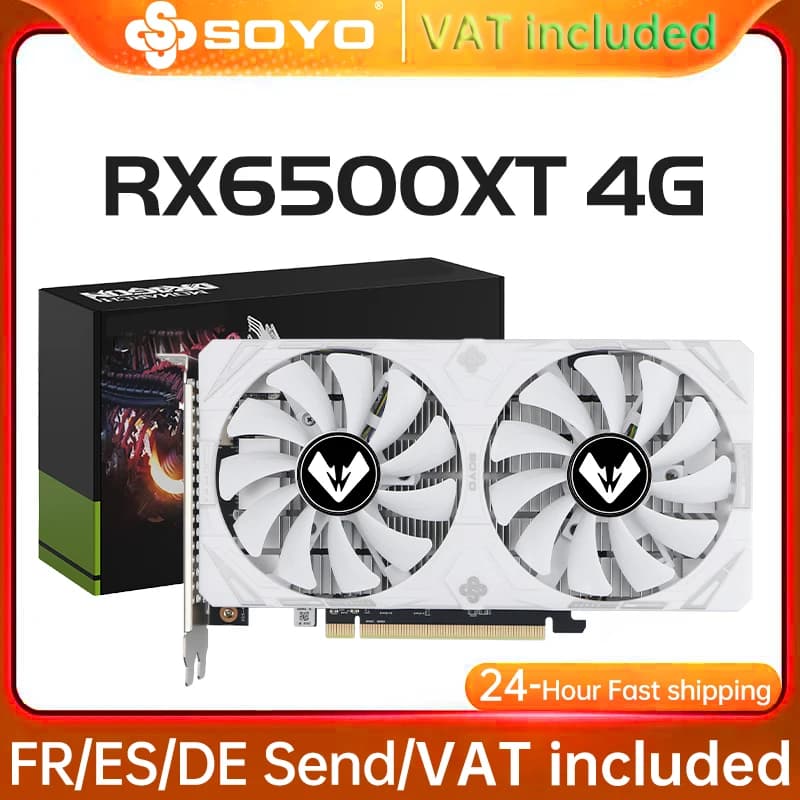 SOYO AMD Radeon RX6500XT 4GB Gaming Graphics Card GDDR6 Memory PCIEx16 4.0 for Desktop Computer Video Cards 6500XT
