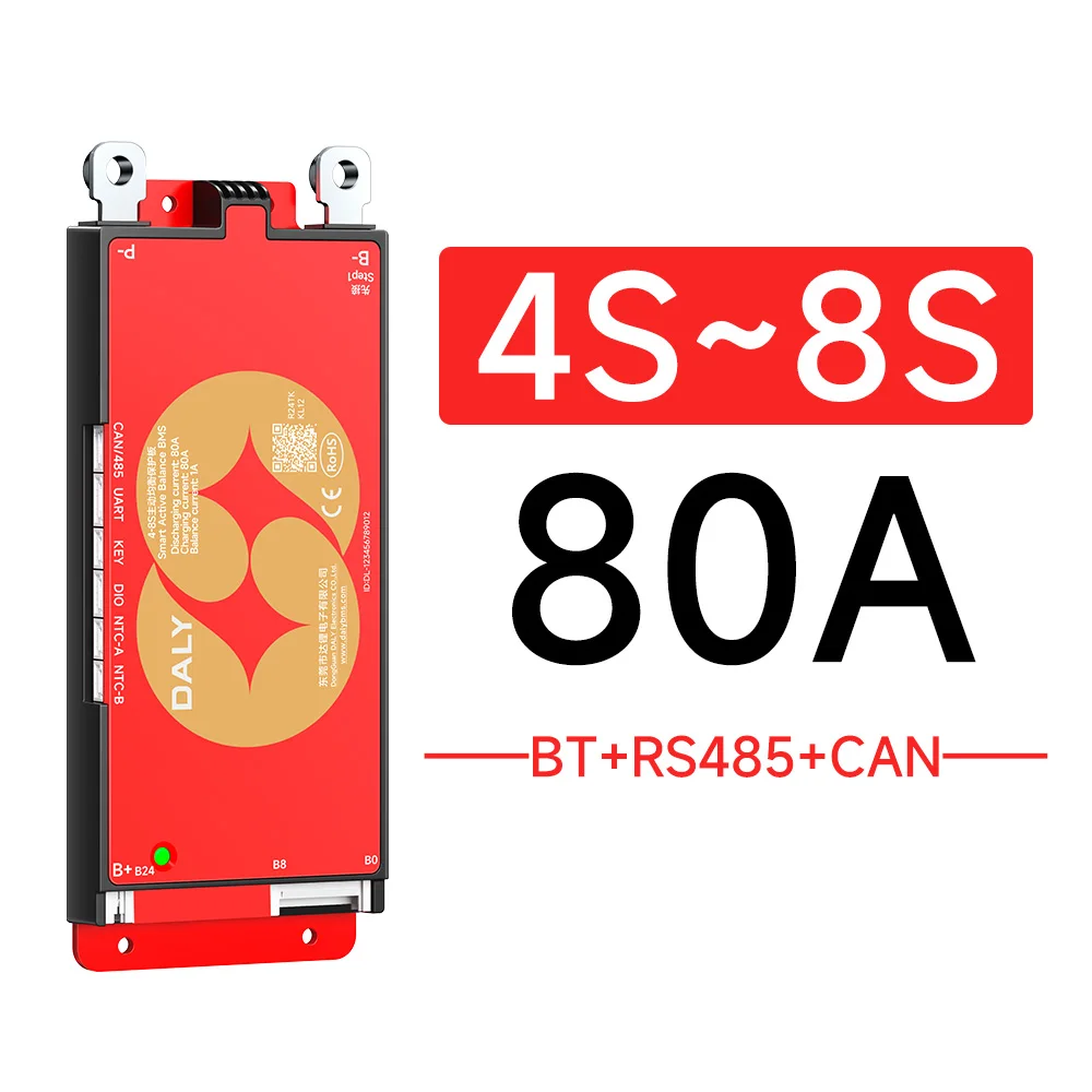 DALY BMS Smart WIFI BMS 4S 12V 8S 24V 16S 48V 80A 100A 1A Active Balancer Built In Bluetooth RS485 CANBUS for Lifepo4 Li-ion LTO
