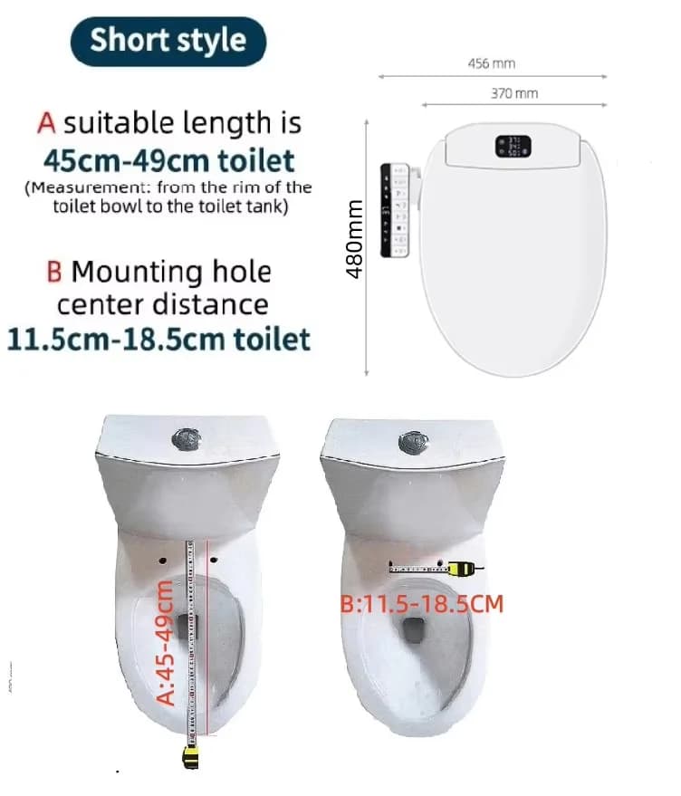 Smart Bidet Toilet Seat with Digital Display, Instant Warm Water, Heated Air Dryer, Remote Control, Feminine Wash, 2 Filters