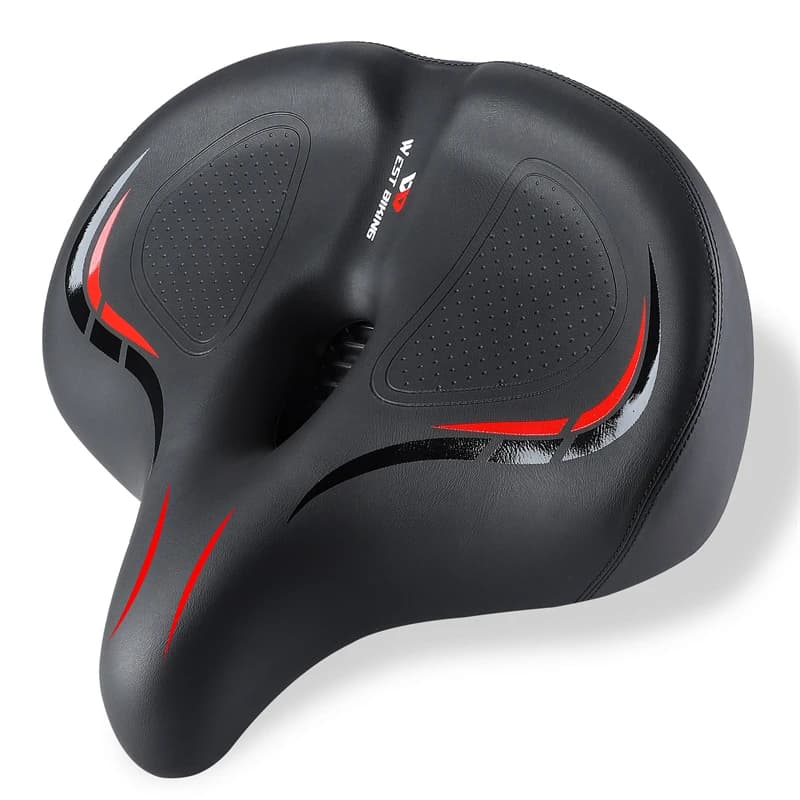 WEST BIKING Widen Thicken Bike Seat Cushion Dual Spring Shock Absorbing Hollow Breathable Waterproof PU Leather Universal for Mountain Electric City Folding Bikes Cycling Accessories