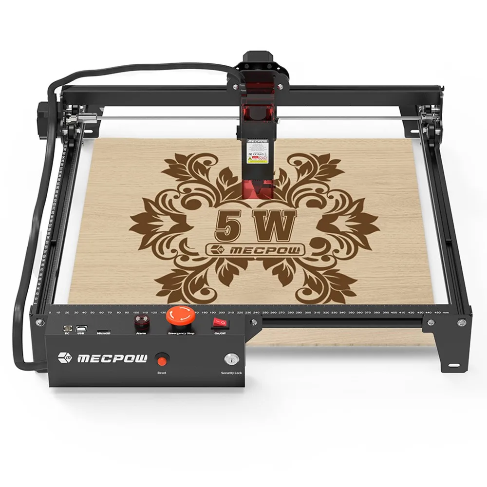 Mecpow X3 5W Laser, 0.01mm Accuracy, 10000 Mm/Min Engraving Speed, Safety Lock, Emergency Stop, Gyroscope Sensor, 410X400Mm
