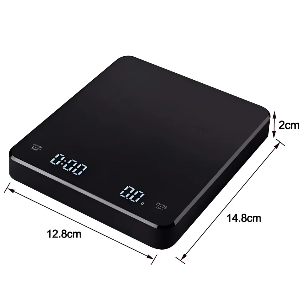 1Set Electronic Coffee Scale with Silicone Pad Digital Coffee Scale with Timer LED Display USB Charging Home Cafe Use Good Gift